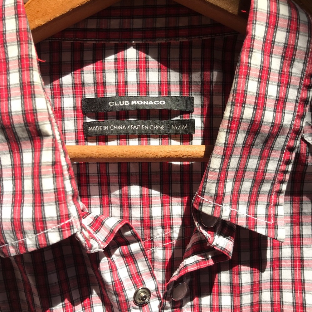 NEW Club Monaco red Western shirt w snaps